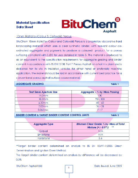 10mm NatraTex Colour & Cotswold Porous - Data Sheet