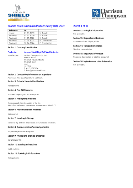 Safety Data Sheet - Aluminum