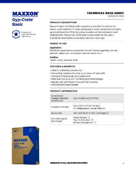 TDS Maxxon Gyp-Crete® Basic