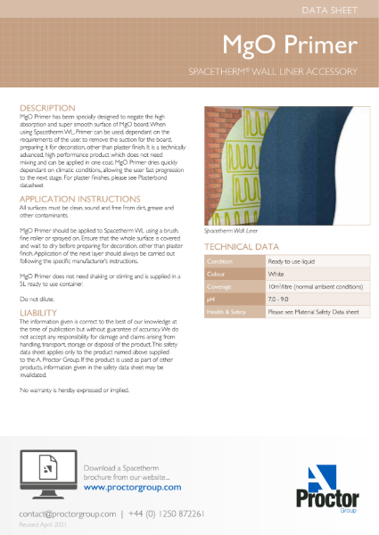 Spacetherm Wall Liner Datasheet