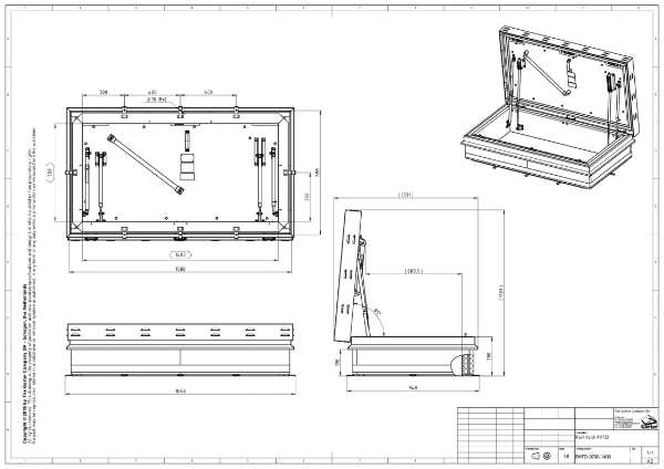 Gorter RHTEI7014 Roof Hatch fire rated 120 minutes – Technical 2D Drawing