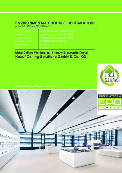 EPD Metal Ceiling Membranes (1 mm, with acoustic fleece)