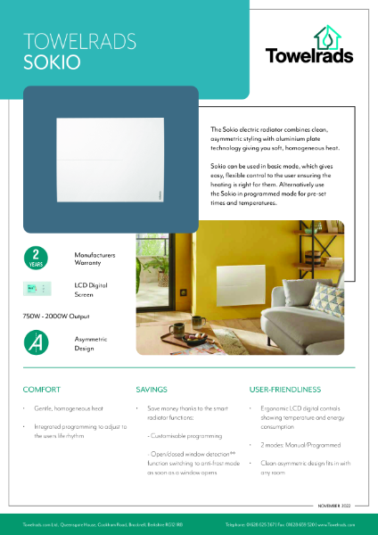 Sokio Electric Radiator Data Sheet