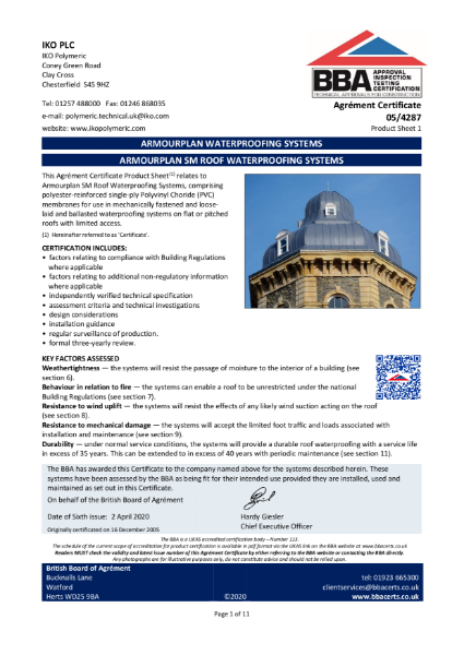 05/4287_1 ARMOURPLAN WATERPROOFING SYSTEMS