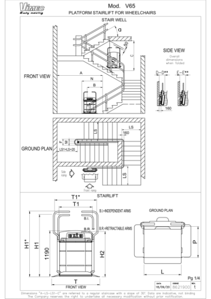 Platform stairlift V65 - Technical Drawings