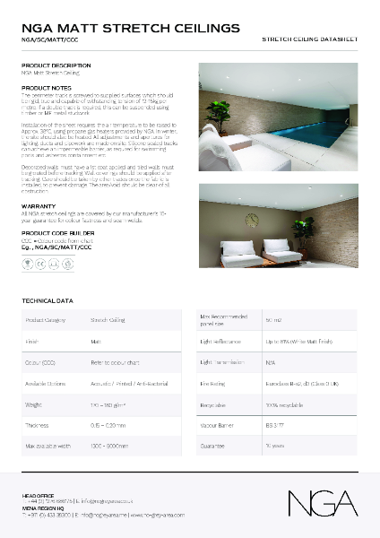 NGA MATT STRETCH CEILINGS