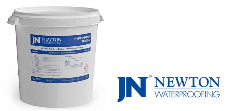 Flexible, Reinforced Waterproof Coating and Gas Barrier for Basements - Newton HydroBond 2K-Flex - Reinforced Flexible Waterproof Coating