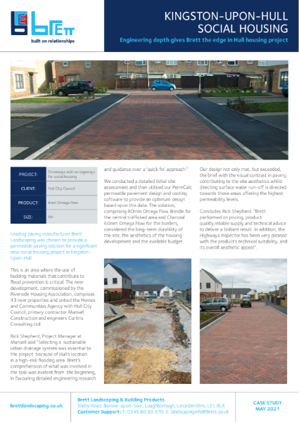 Permeable Paving Engineering solution gives Brett the edge in this Hull housing project.