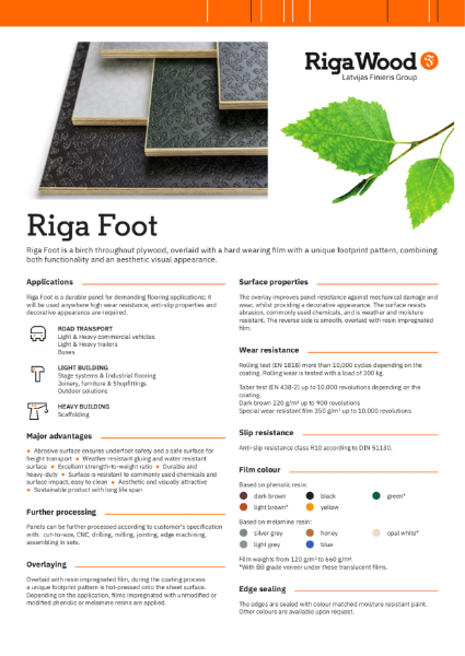 Riga Foot - Datasheet - Riga Wood