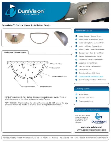 Ligature Resistant Observation Mirror - Half Dome Installation Guide