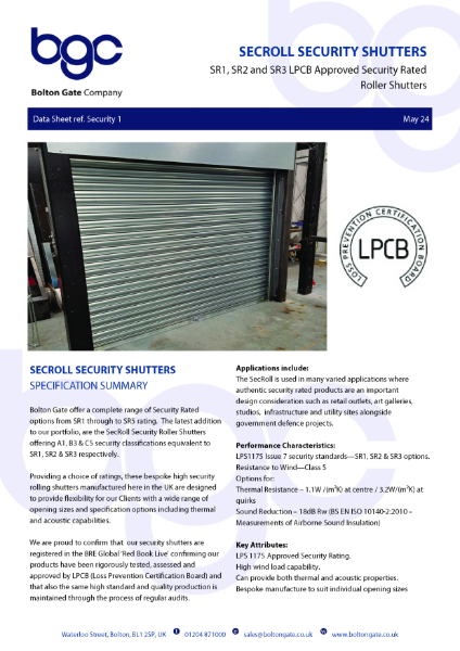 SecRoll Security Shutters - SR1, SR2 and SR3 LPCB Approved Security Rated Shutters