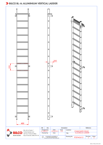 SUBMITTAL DRAWINGS - TYPE BL FIXED LADDER