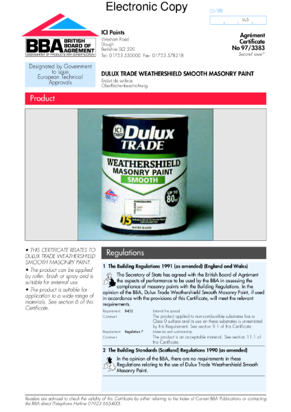 97/3383 Dulux Weathershield smooth masonry paint