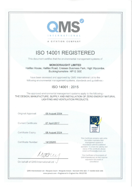 Monodraught ISO 14001