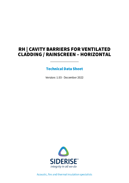 Siderise RH | Cavity Barriers for Ventilated Cladding / Rainscreen – Horizontal  – Technical Data