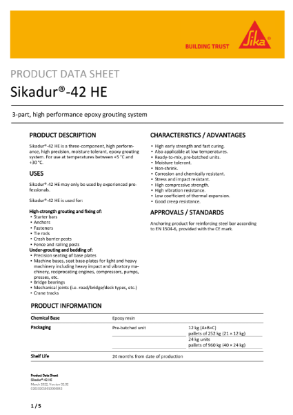 Sikadur 42 HE Product datasheet