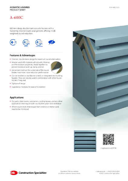 CS A-600C Acoustic Louvre Product Sheet (02.25)
