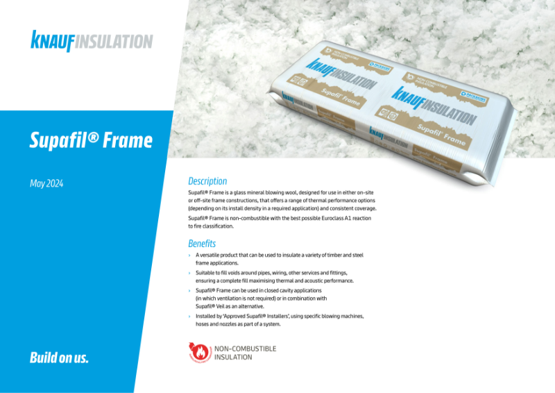 Knauf Insulation Supafil® Frame - Product Datasheet