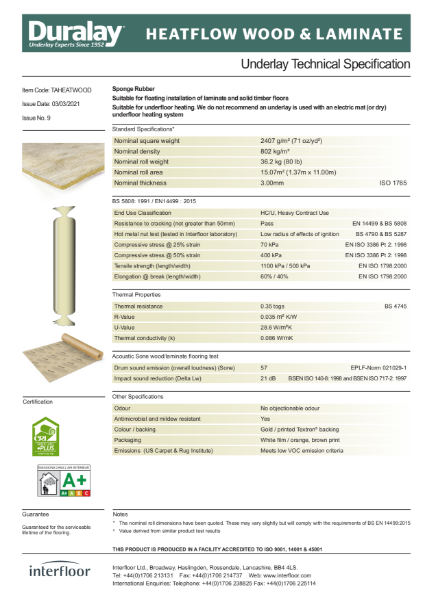 Heatflow Wood & Laminate Specification