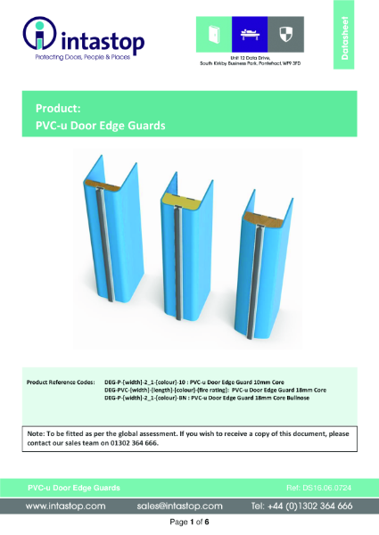 Data Sheet - PVCu Door Edge Guards