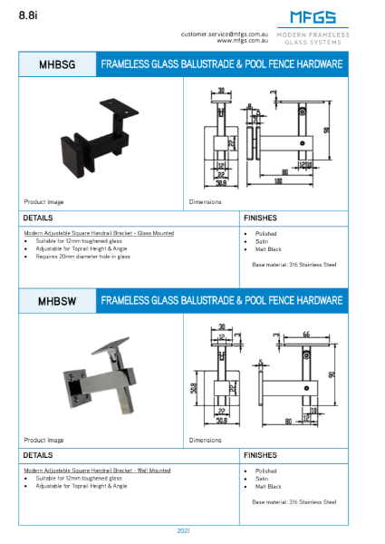 Square Handrail Brackets