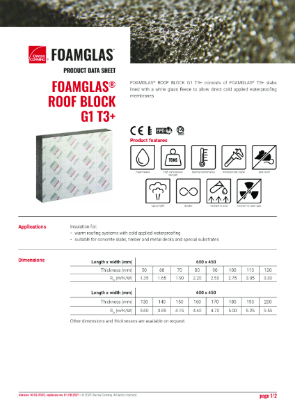 PDS_FOAMGLAS® ROOF (Block) G1 TAPERED T3+