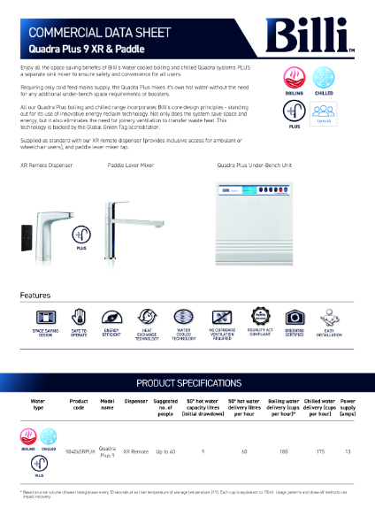 Quadra Plus 9 XR & Paddle Datasheet