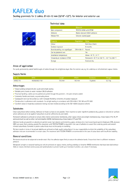 Kaflex Duo Technical Datasheet