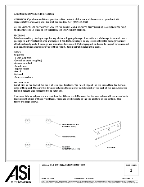 Acoustical Panel Wall Z-Clip Installation