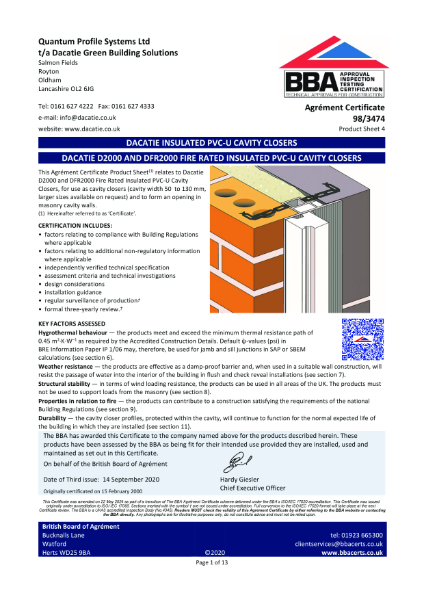 BBA Agrément Certificate