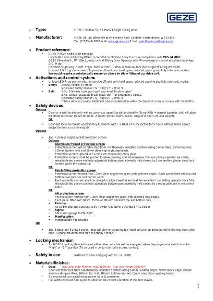 GEZE Slimdrive SL NT PAS24 single sliding door