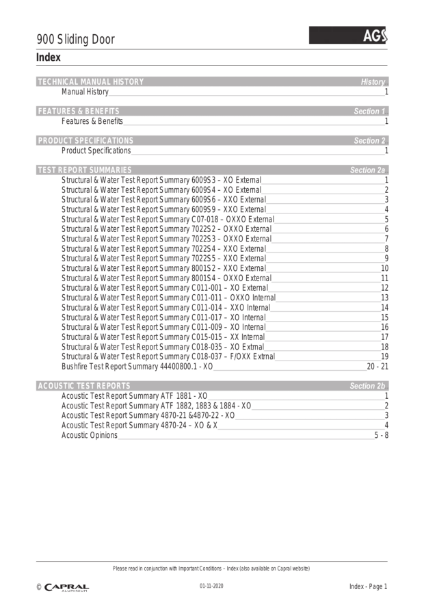 Technical Manual AGS 900 HP sliding Door Capral