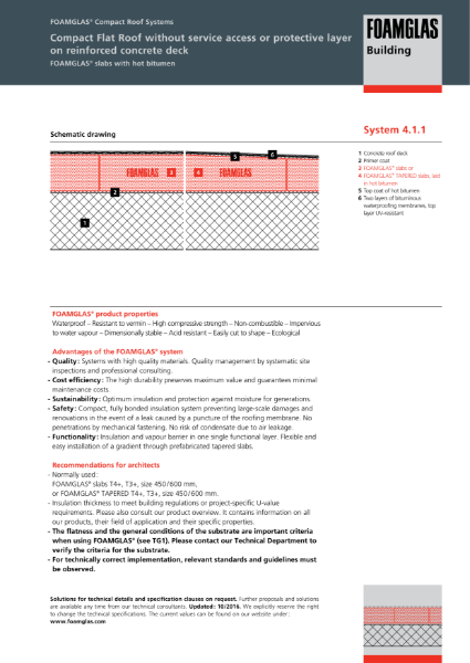 TDS_4.1.1_Roof - Concrete Deck - FOAMGLAS Insulation (Hot Applied) with Membranes (Flat or Tapered)