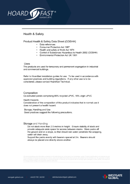 Hoardfast uPVC - Health & Safety Data Sheet