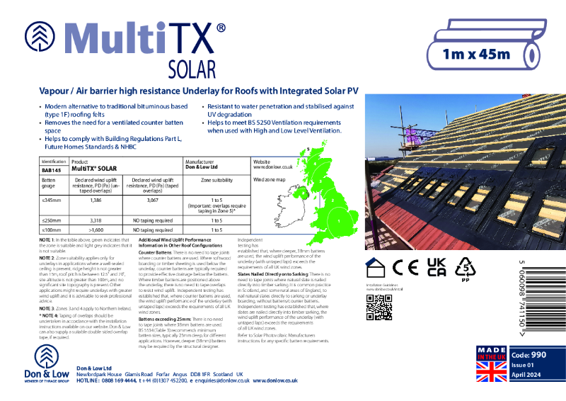 Multi TX Solar Roll Insert 990 Issue 01 April 24