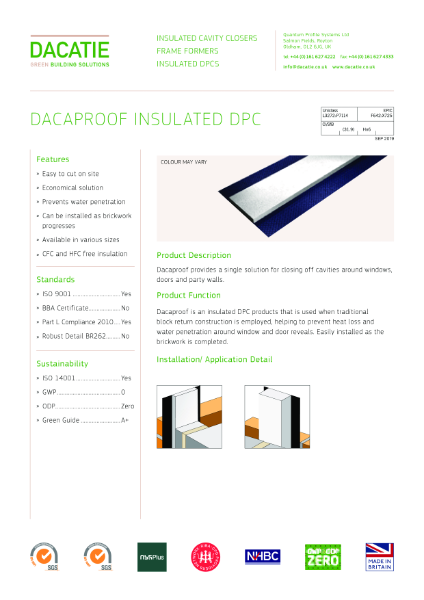 Dacatie - DPC Dacaproof - 10mm to 20mm - Datasheet