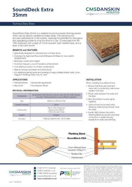 SoundDeck Extra 35mm - Technical Data Sheet