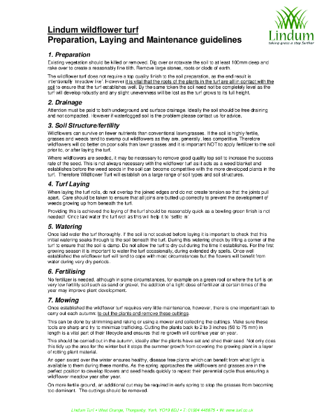 Lindum Wildflower Turf - Installation Guide