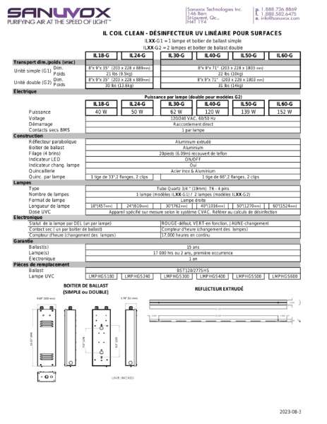 Spécifications Techniques du IL Coil Clean (FR)