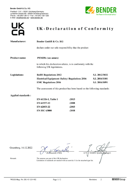 UK Conformity Assessed (UKCA)