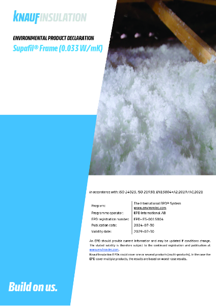 Knauf Insulation Supafil® Frame (0.033 W/mK) EPD - EN - UK&I