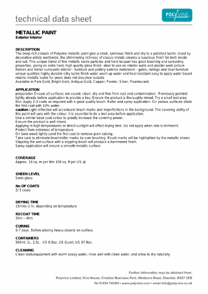 Metallic Paint Technical Data Sheet