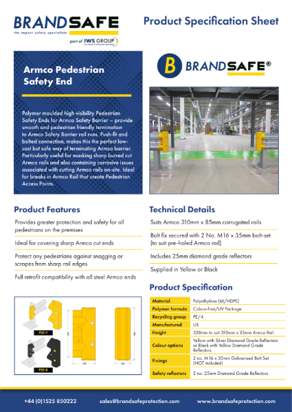 Armco Pedestrian Safety End - Brandsafe Spec Sheet