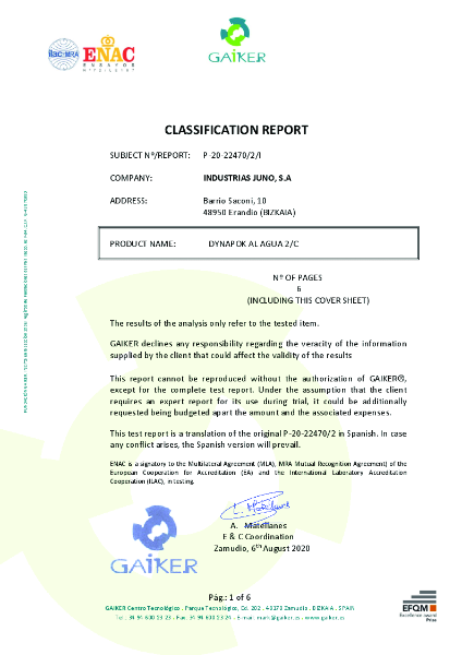 Reaction to Fire Juno Dynapok