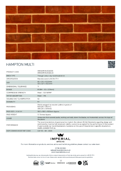 Imperial Bricks Hampton Multi Datasheet