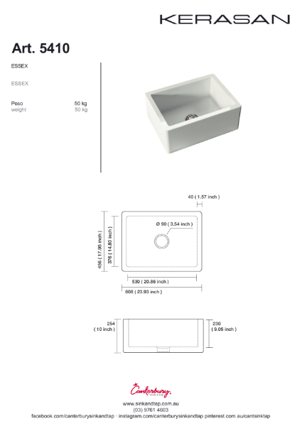 Kerasan Art 5410  Essex Technical drawing