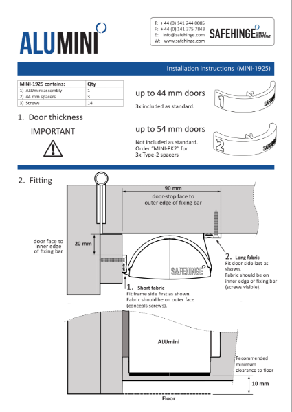 Alumini - Installation instructions