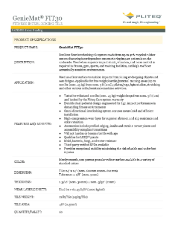 PLITEQ - GENIEMAT FIT30-STANDARD - Technical Data Sheet