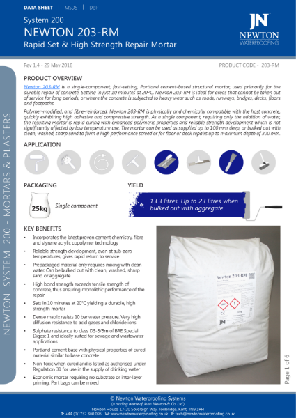 Newton 203-RM High Strength Repair Mortar