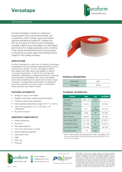 Versatape - Technical Data Sheet